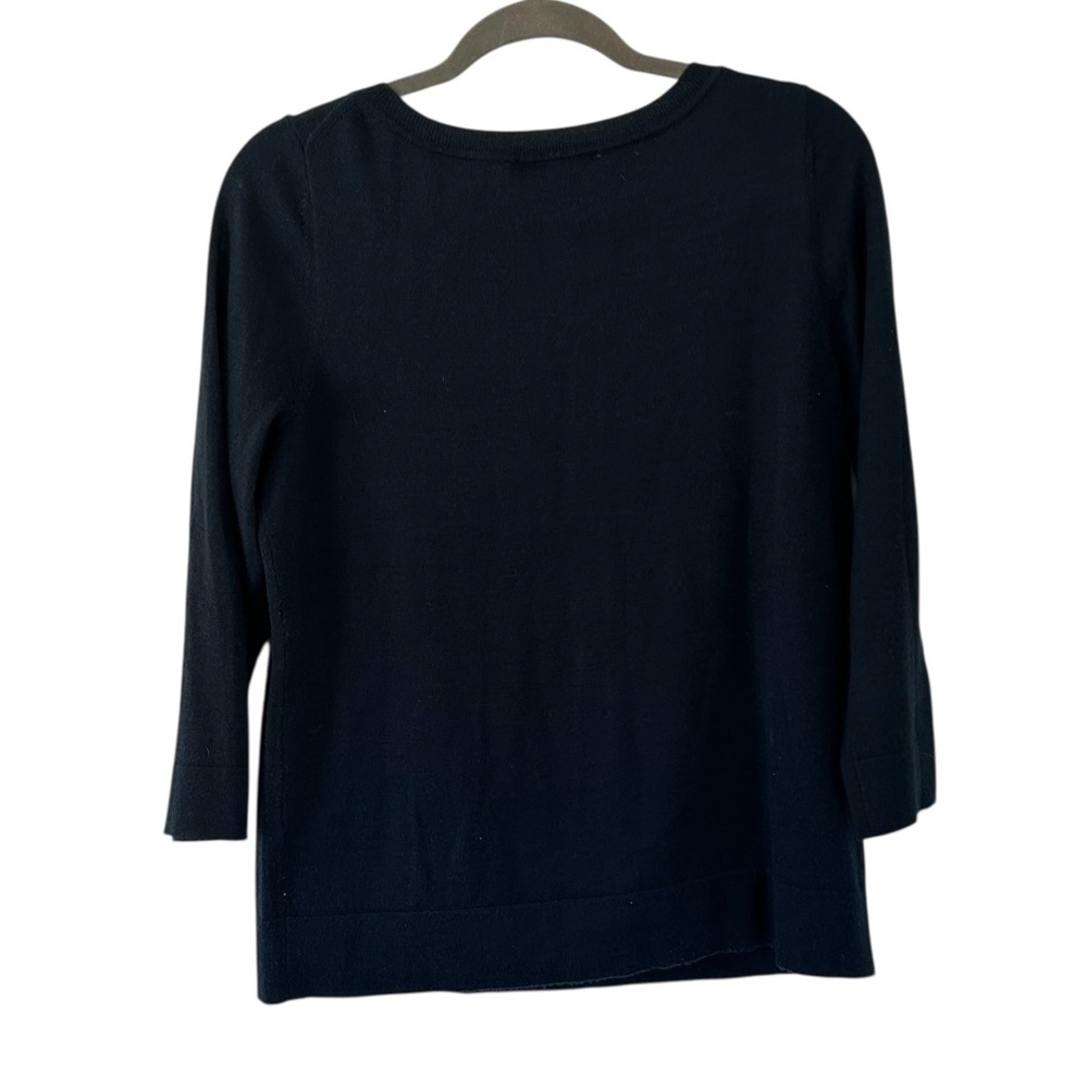 Navy Blue Loft Sweater Design Top Shirt Floral Sequin Detail Women’s Size Large! - Picture 2 of 4